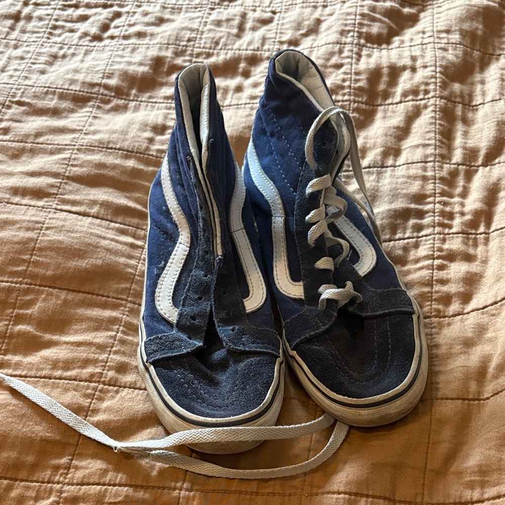 Vans Navy and White High-Top Sneakers